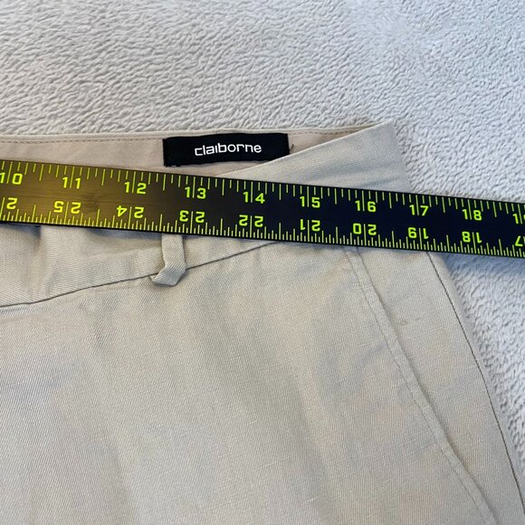 Liz Claiborne Mens Beige Linen-Cotton Blend Flat-Front Pants Size 32s - Picture 4 of 16